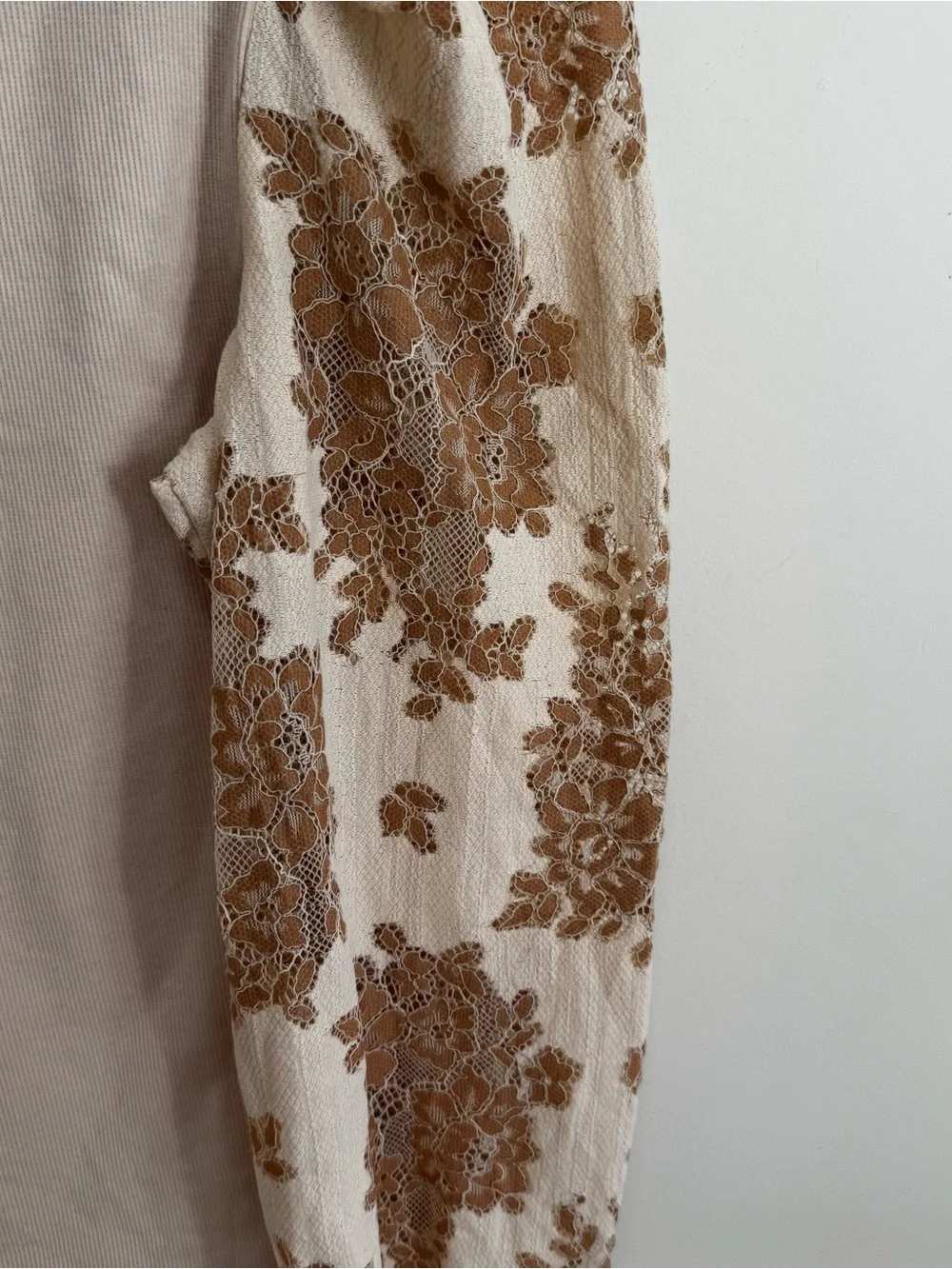 Anthropologie DOLAN Puff-Sleeve Top Cream floral small